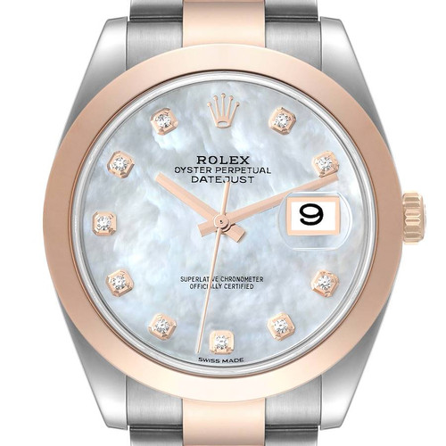 ROLEX Datejust 41 Steel Rose Gold Mother Of Pearl Diamond Dial Mens Watch 126301 Image 1 ROLEX Datejust 41 Steel Rose Gold Mother Of Pearl Diamond Dial Mens Watch 126301 Image 1