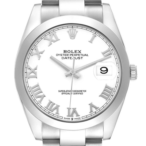 ROLEX Datejust 41 White Roman Dial Stainless Steel Mens Watch 126300 Image 1