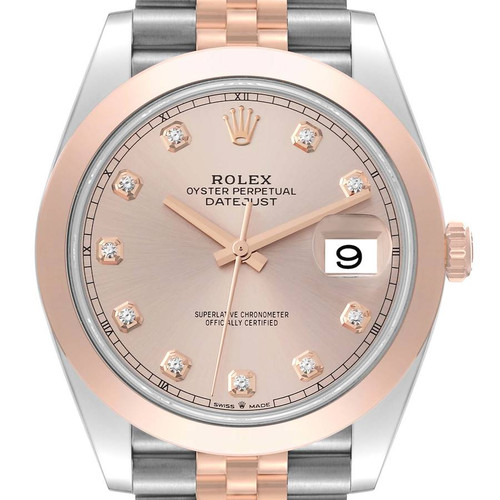ROLEX Datejust 41 Steel Rose Gold Diamond Dial Mens Watch 126301 Image 1