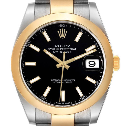 ROLEX Datejust 41 Steel Yellow Gold Black Dial Mens Watch 126303 Image 1