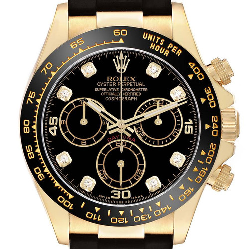 ROLEX Daytona Yellow Gold Diamond Dial Ceramic Bezel Mens Watch 116518 Image 1