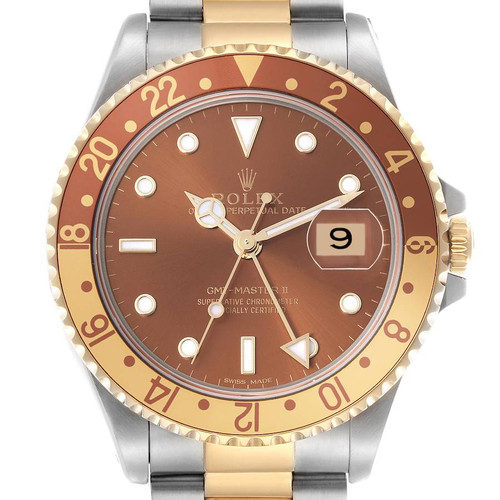 ROLEX Gmt Master Ii Root Beer Steel Yellow Gold Mens Watch 16713 Image 1