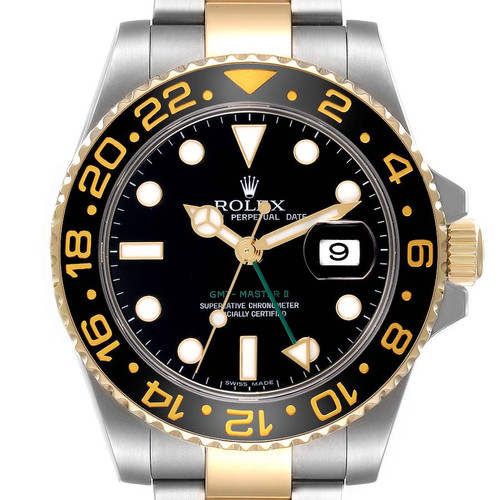 ROLEX Gmt Master Ii Steel Yellow Gold Black Dial Mens Watch 116713 Image 1