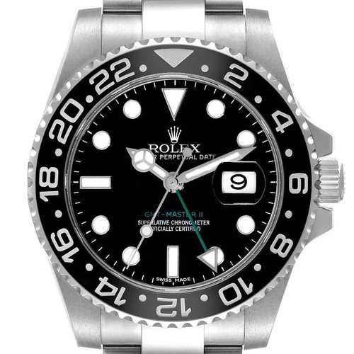 ROLEX Gmt Master Ii Stick Dial Green Hand Steel Mens Watch 116710 Image 1