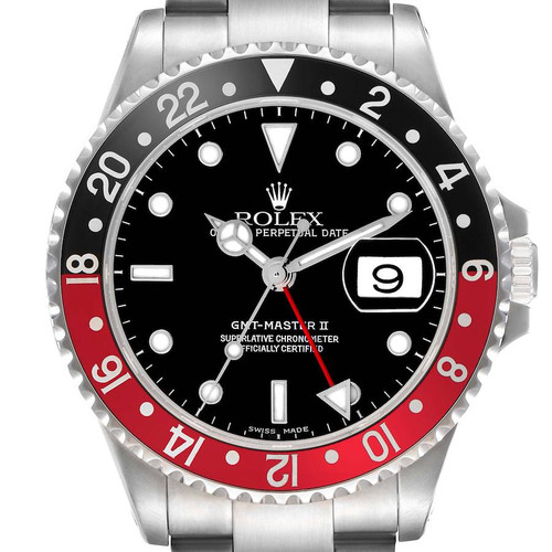 ROLEX Gmt Master Ii Black Red Coke Bezel Steel Mens Watch 16710 Image 1