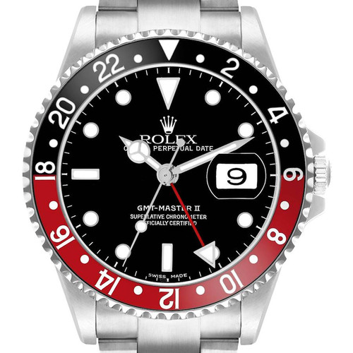 ROLEX Gmt Master Ii Black Red Coke Bezel Steel Mens Watch 16710 Image 1