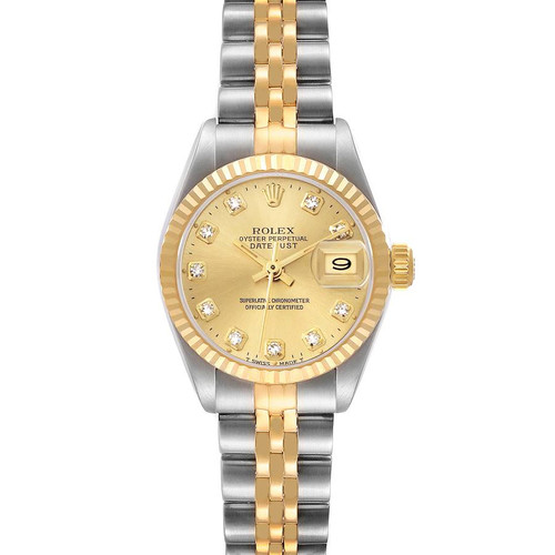 ROLEX Datejust Steel Yellow Gold Diamond Dial Ladies Watch 69173 Image 1