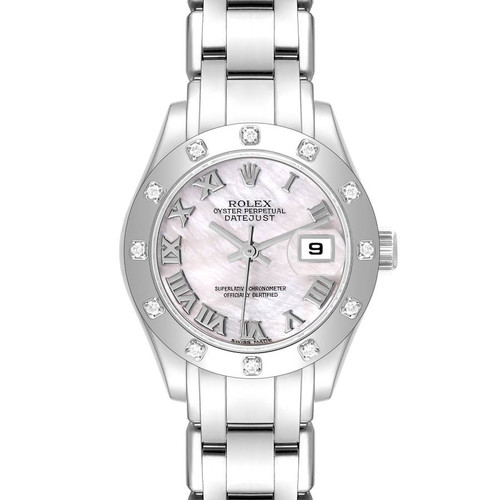 ROLEX Masterpiece Pearlmaster White Gold Mother Of Pearl Diamond Ladies Watch 80319 Image 1