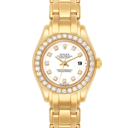 ROLEX Pearlmaster Yellow Gold White Dial Diamond Ladies Watch 69298 Image 1 ROLEX Pearlmaster Yellow Gold White Dial Diamond Ladies Watch 69298 Image 1