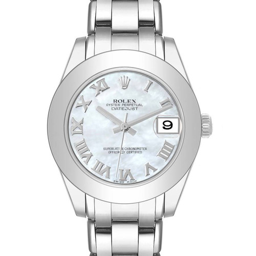 ROLEX Pearlmaster 34Mm Midsize White Gold Mother Of Pearl Ladies Watch 81209 Image 1