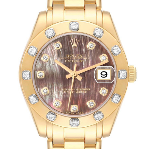 ROLEX Pearlmaster Midsize Yellow Gold Mother Of Pearl Diamond Ladies Watch 81318 Image 1