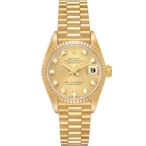 ROLEX President Datejust Yellow Gold Diamond Dial Ladies Watch 69178 Image 1