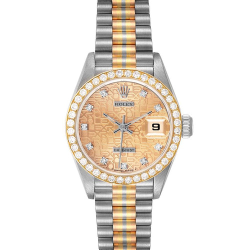 ROLEX President Tridor White Yellow Rose Gold Diamond Ladies Watch 69139 Image 1