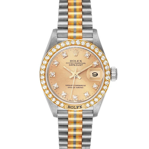 ROLEX President Tridor White Yellow Rose Gold Diamond Ladies Watch 69149 Image 1