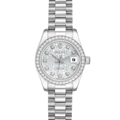 ROLEX President Platinum Silver Anniversary Diamond Dial Ladies Watch 179136 Image 1