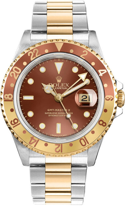 ROLEX Gmt-Master Ii Root Beer Gold & Steel Men'S Watch 16713 Image 1