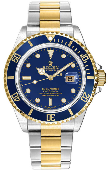 ROLEX Submariner Date Blue Dial Steel & Gold Men'S Watch 16803 Image 1