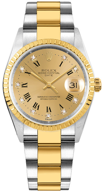 ROLEX Date 34Mm 18K Yellow Gold & Steel Men'S Watch 15223 Image 1