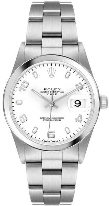 ROLEX Oyster Perpetual Date 34Mm White Dial Men'S Watch 15200 Image 1