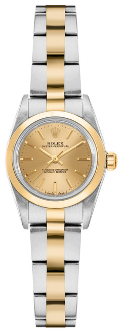 ROLEX Oyster Perpetual 24 Champagne Dial Women'S Watch 76183 Image 1