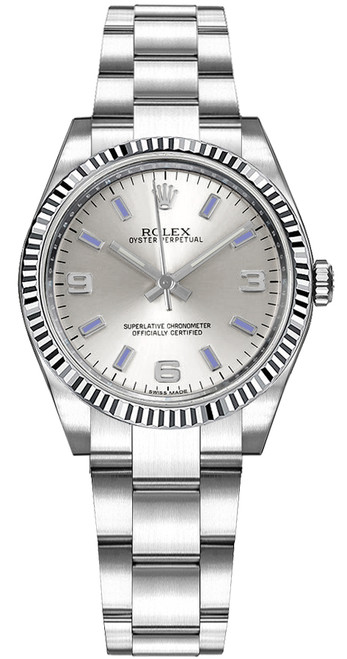 ROLEX Oyster Perpetual 31 White Gold Fluted Bezel Watch 177234 Image 1