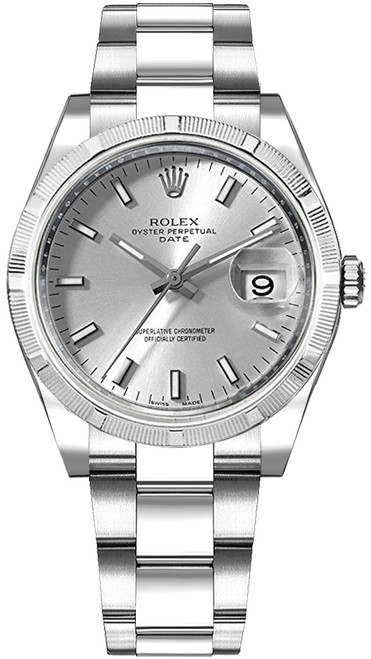 ROLEX Oyster Perpetual Date 34 Silver Dial Watch 115210 Image 1