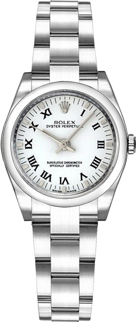 ROLEX Oyster Perpetual 26 White Roman Numeral Dial Watch 176200 Image 1