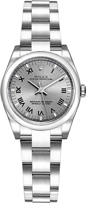 ROLEX Oyster Perpetual 26 Rhodium Grey Dial Women'S Watch 176200 Image 1