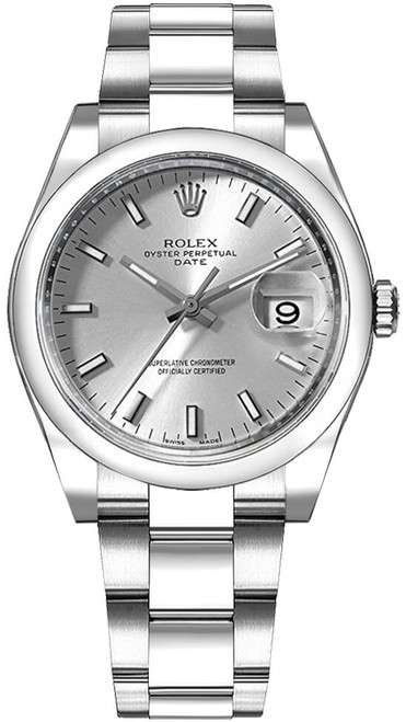 ROLEX Oyster Perpetual Date 34 Silver Dial Women'S Watch 115200-0006 Image 1