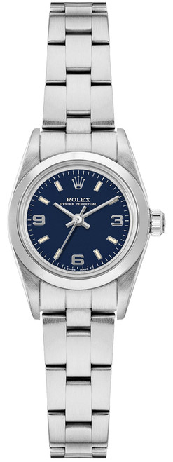 ROLEX Oyster Perpetual 24 Blue Dial Women'S Watch 76080 Image 1