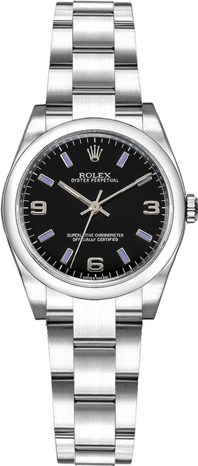 ROLEX Oyster Perpetual 26 Oyster Bracelet Black Dial Watch 176200 Image 1