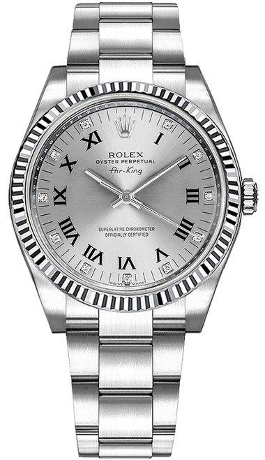 ROLEX Oyster Perpetual Air-King Silver Roman Diamond Dial 114234 Image 1