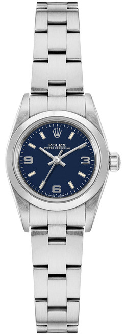 ROLEX Oyster Perpetual 24 Blue Dial Domed Bezel Women'S Watch 67180 Image 1