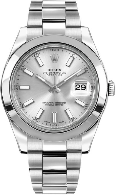 ROLEX Datejust Ii 41 Silver Dial Men'S Automatic Watch 116300-0007 Image 1