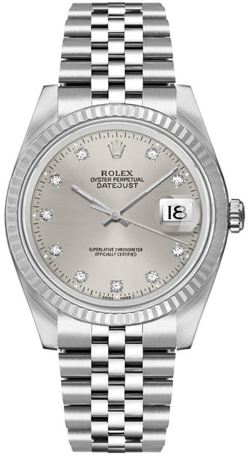 ROLEX Datejust 36 Diamond Hour Markers Automatic Unisex Watch 16234 Image 1