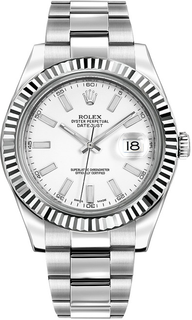 ROLEX Datejust Ii 41 White Dial Luxury Men'S Watch 116334 Image 1