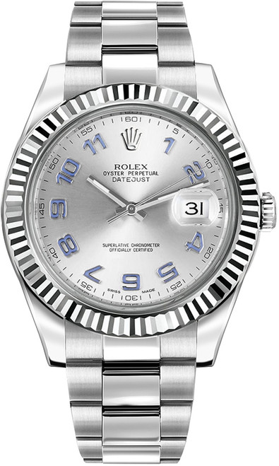ROLEX Datejust Ii 41 White Gold Fluted Bezel Men'S Watch 116334 Image 1