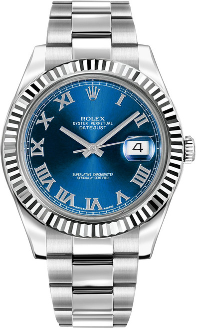 ROLEX Datejust Ii 41 Blue Roman Numeral Dial Men
S Watch 116334 Image 1
