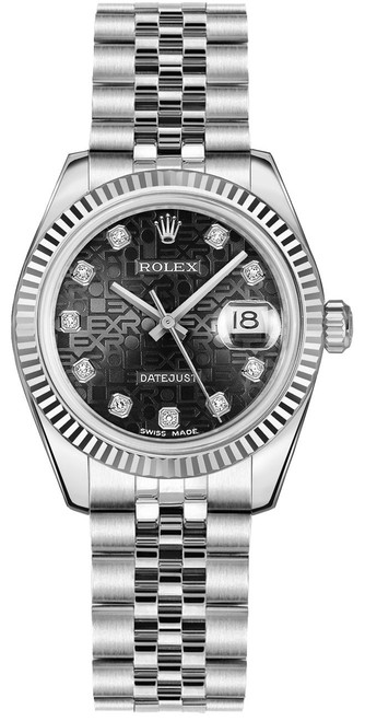 ROLEX Datejust 31 Black Jubilee Diamond Dial Steel Women'S Watch 178274 Image 1