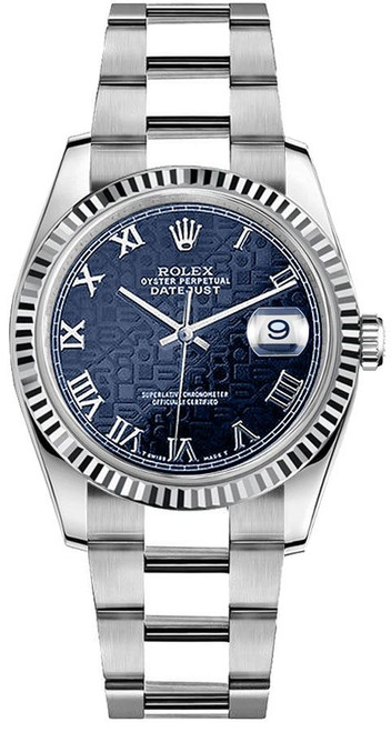 ROLEX Datejust 36 White Gold Fluted Bezel & Steel Watch 116234 Image 1