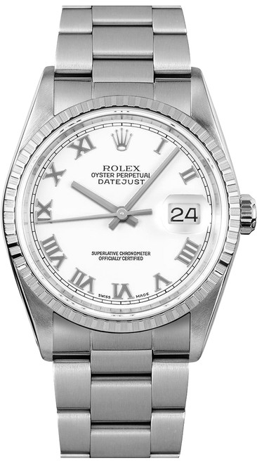 ROLEX Datejust 36 White Roman Numeral Dial Men'S Watch 16220 Image 1 ROLEX Datejust 36 White Roman Numeral Dial Men'S Watch 16220 Image 1