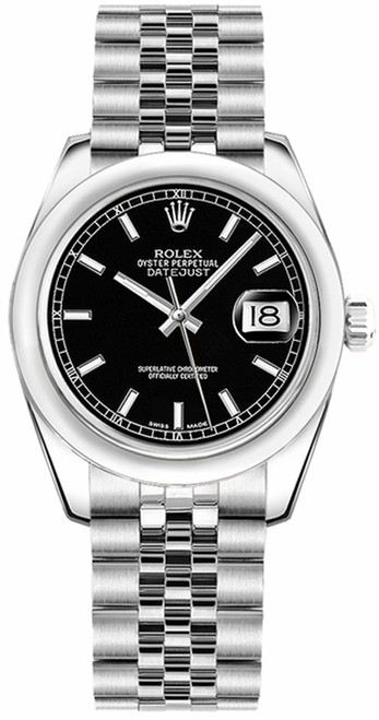 ROLEX Datejust 31 Black Dial Domed Bezel Watch 178240-0016 Image 1