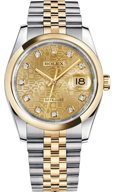 ROLEX Datejust 36 Champagne Diamond Watch 116203-0173 Image 1