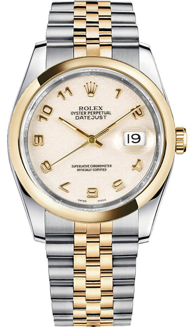 ROLEX Datejust 36 Ivory Dial Gold & Steel Watch 116203 Image 1