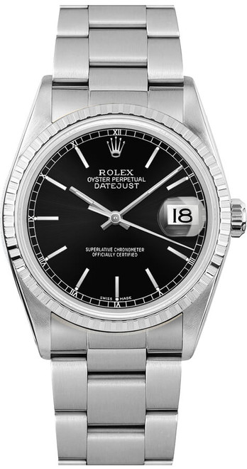 ROLEX Datejust 36 Black Dial Oyster Bracelet Automatic Unisex Watch 16220 Image 1