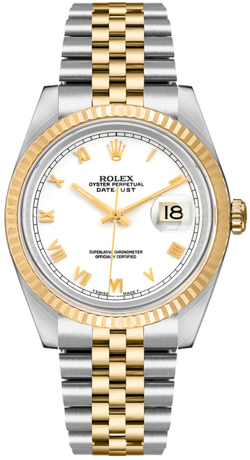 ROLEX Datejust 36 White Roman Dial Watch 16233 Image 1