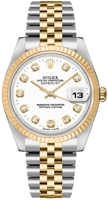ROLEX Datejust 36 White Diamond Dial Unisex Watch 16233 Image 1 ROLEX Datejust 36 White Diamond Dial Unisex Watch 16233 Image 1