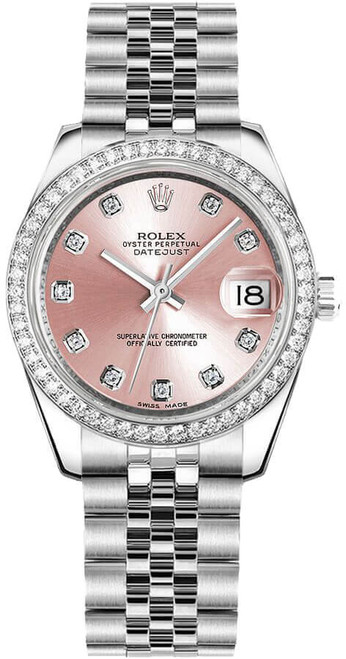 ROLEX Datejust 31 Pink Dial Jubilee Band Diamond Women'S Watch 178384-0045 Image 1