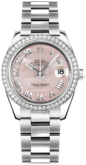 ROLEX Datejust 31 Pink Roman Numeral Oyster Bracelet Watch 178384-0024 Image 1