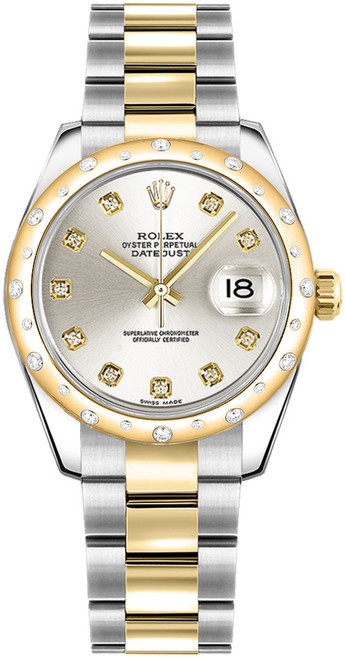 ROLEX Datejust 31 Silver Diamond Oyster Bracelet Women'S Watch 178343-0042 Image 1